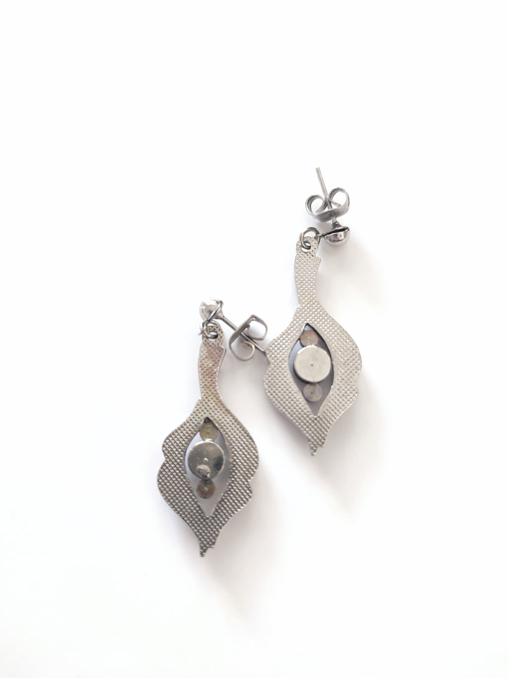 Blue enamel drop earrings with rhinestones