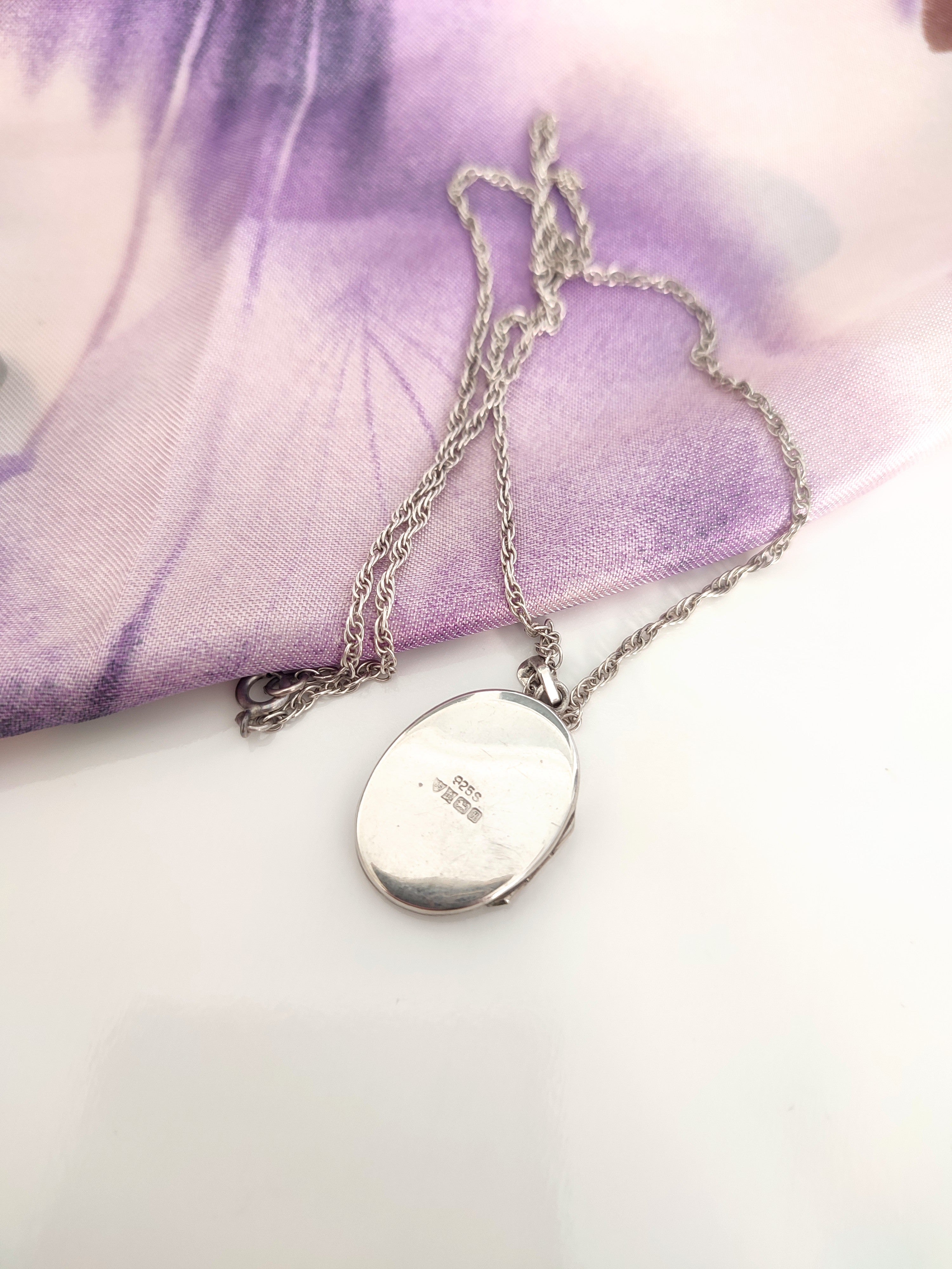Vintage silver photo locket on silver chain