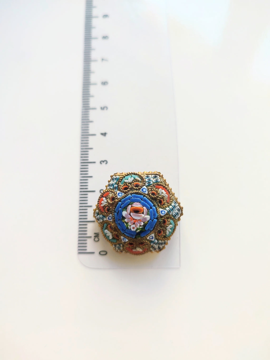 Micro Mosaic Vintage floral brooch Italy