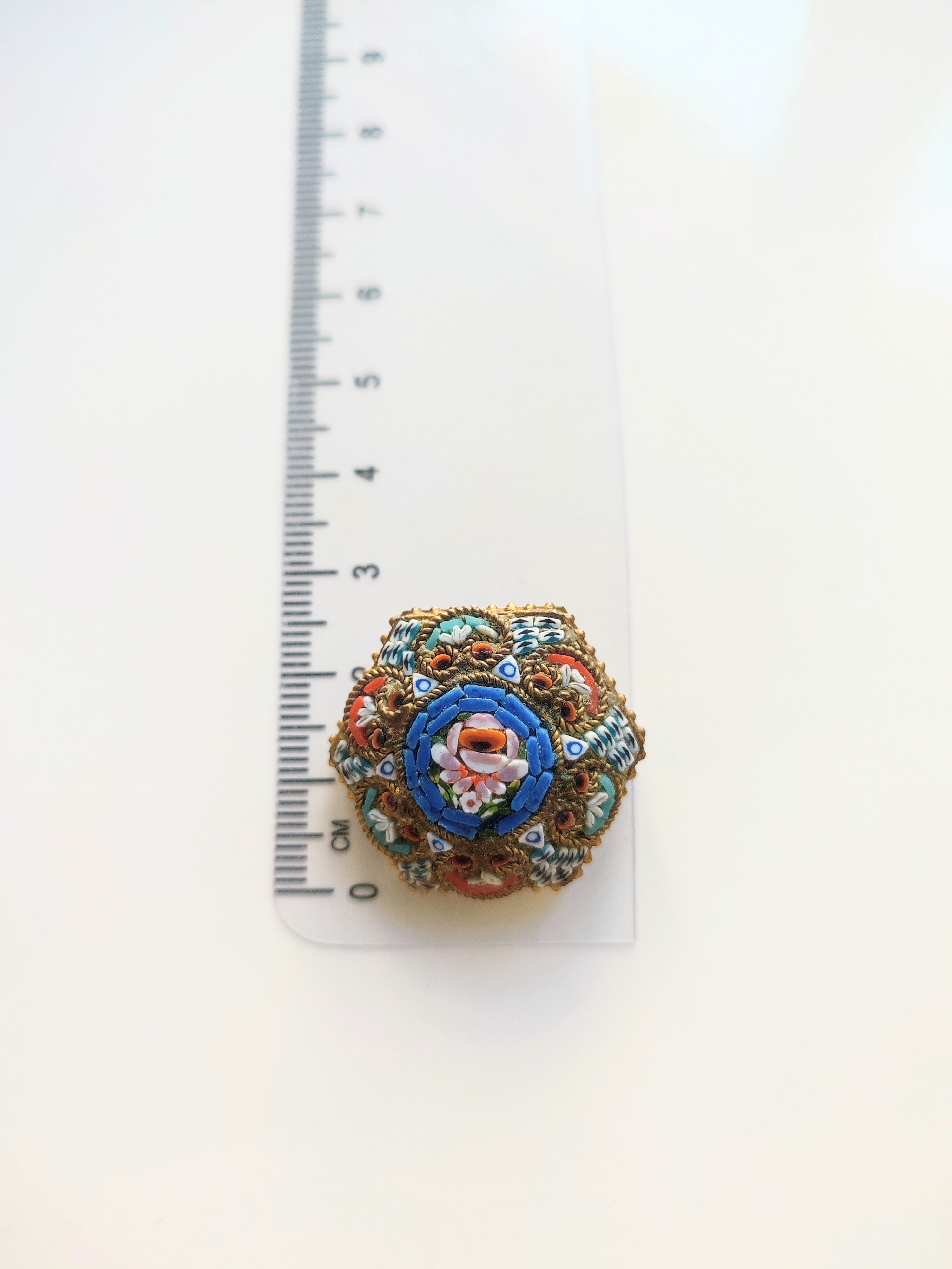 Micro Mosaic Vintage floral brooch Italy