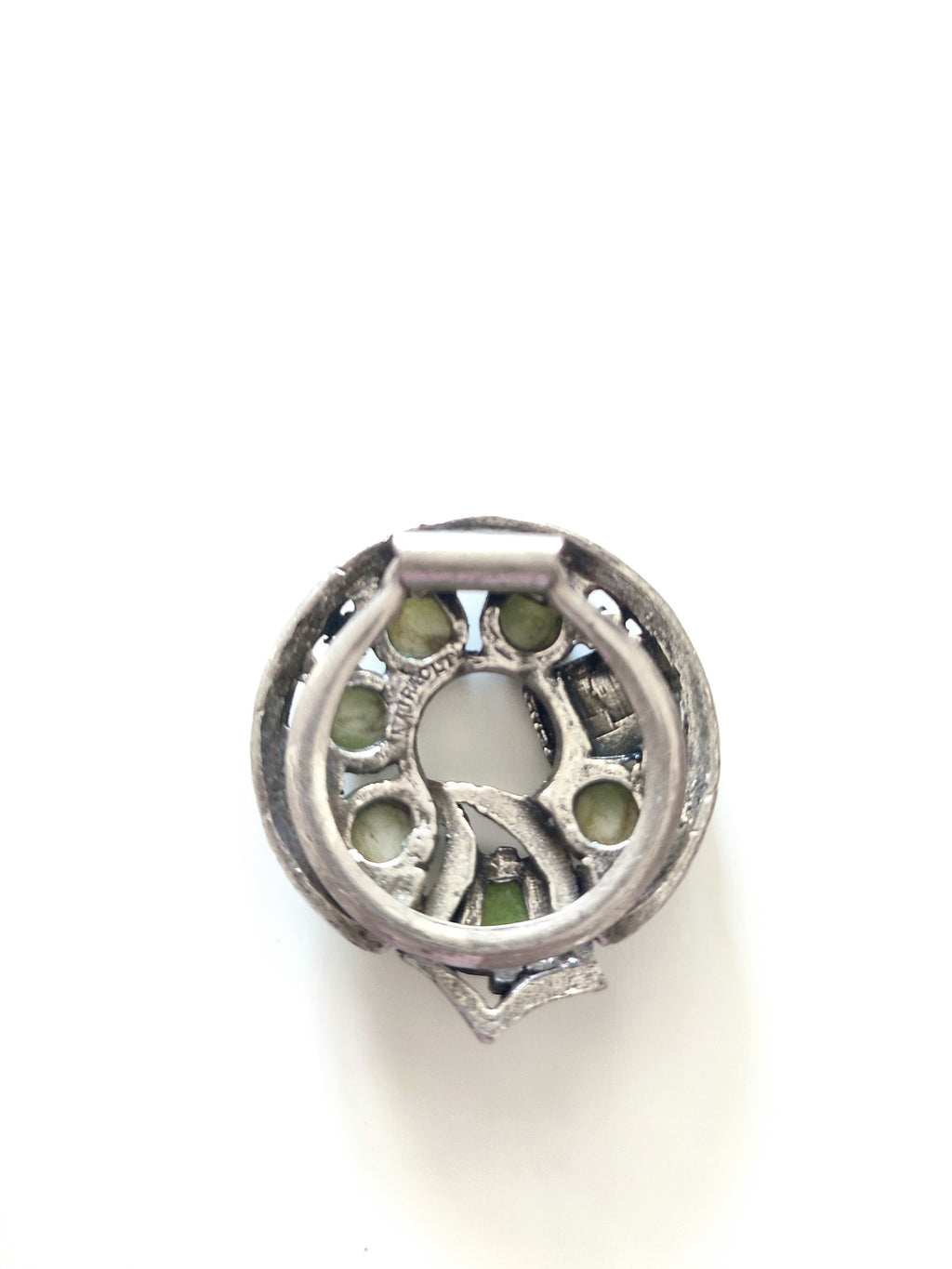 Miracle vintage Celtic clip with green glas stones