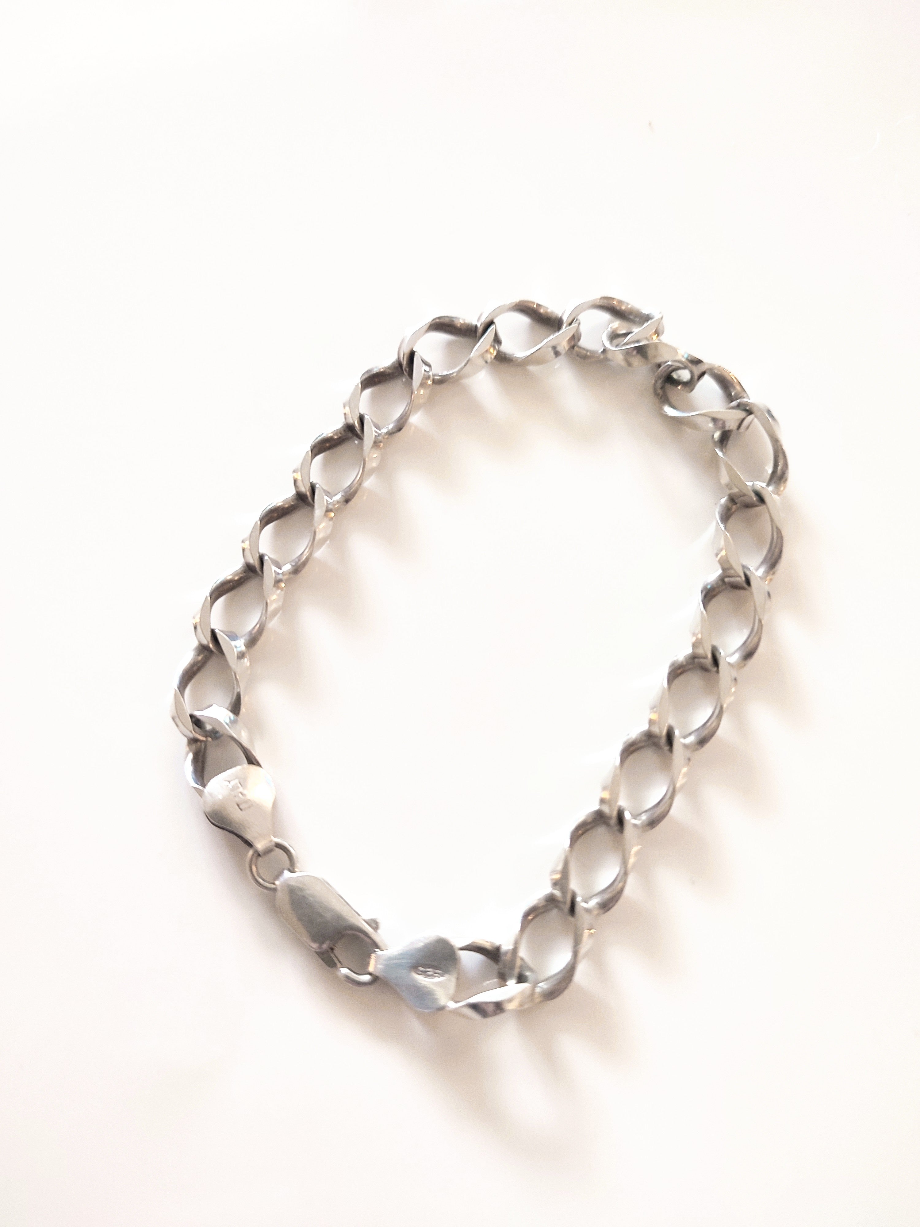 Sterling silver cable bracelet 19 cm Italy Figaro Style