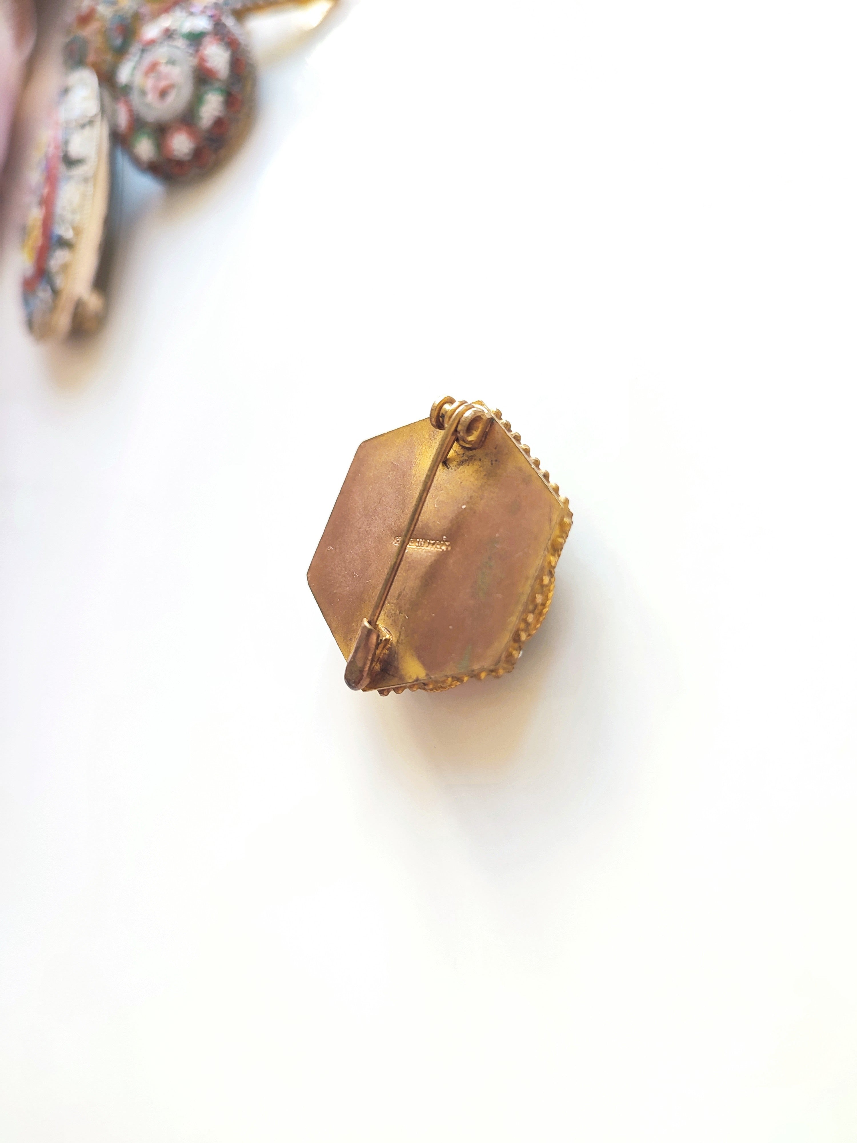 Micro Mosaic Vintage floral brooch Italy