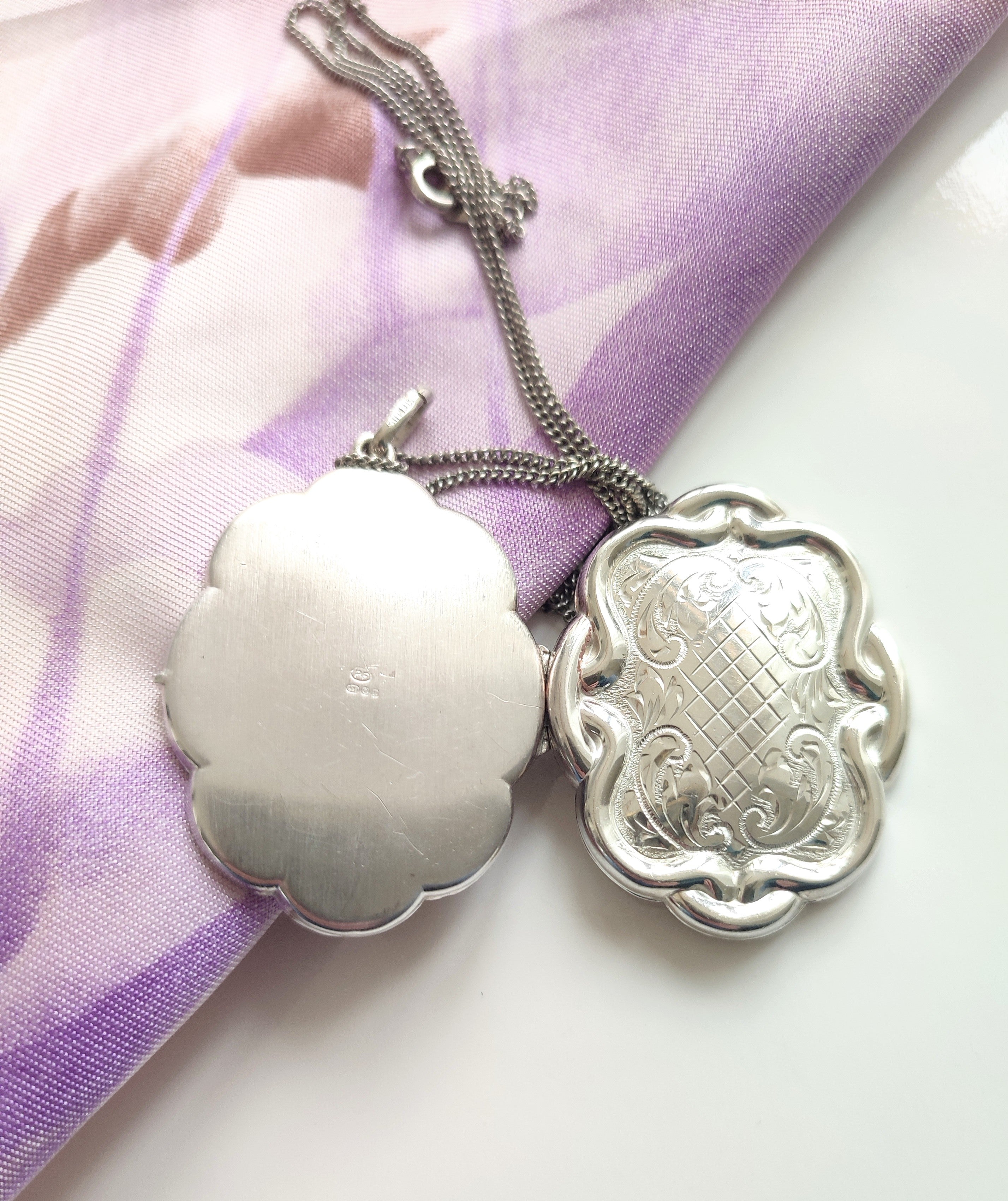 Scalloped Vintage silver Locket Germany
