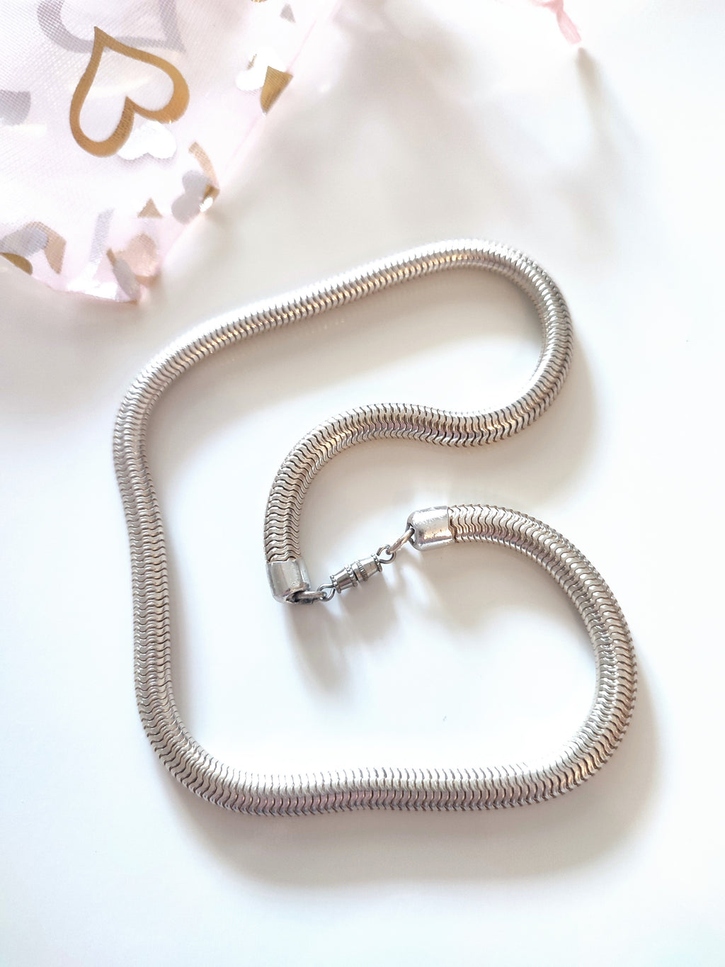 Silver coloured snakebone necklace