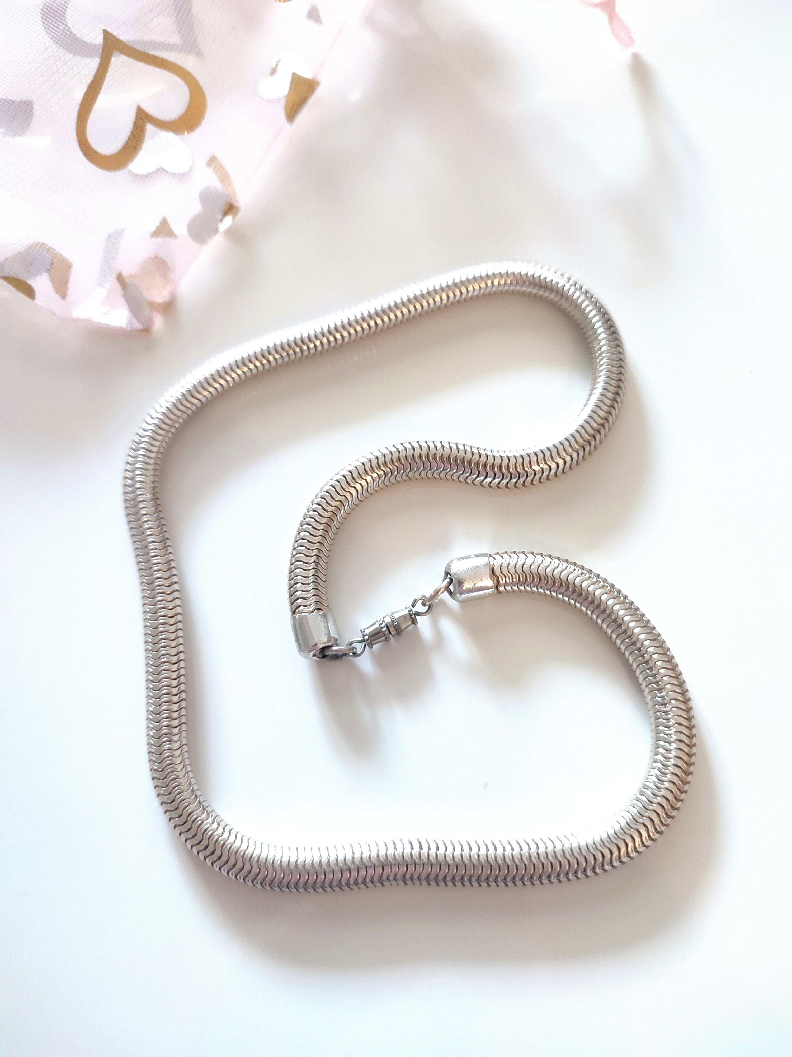 Silver coloured snakebone necklace