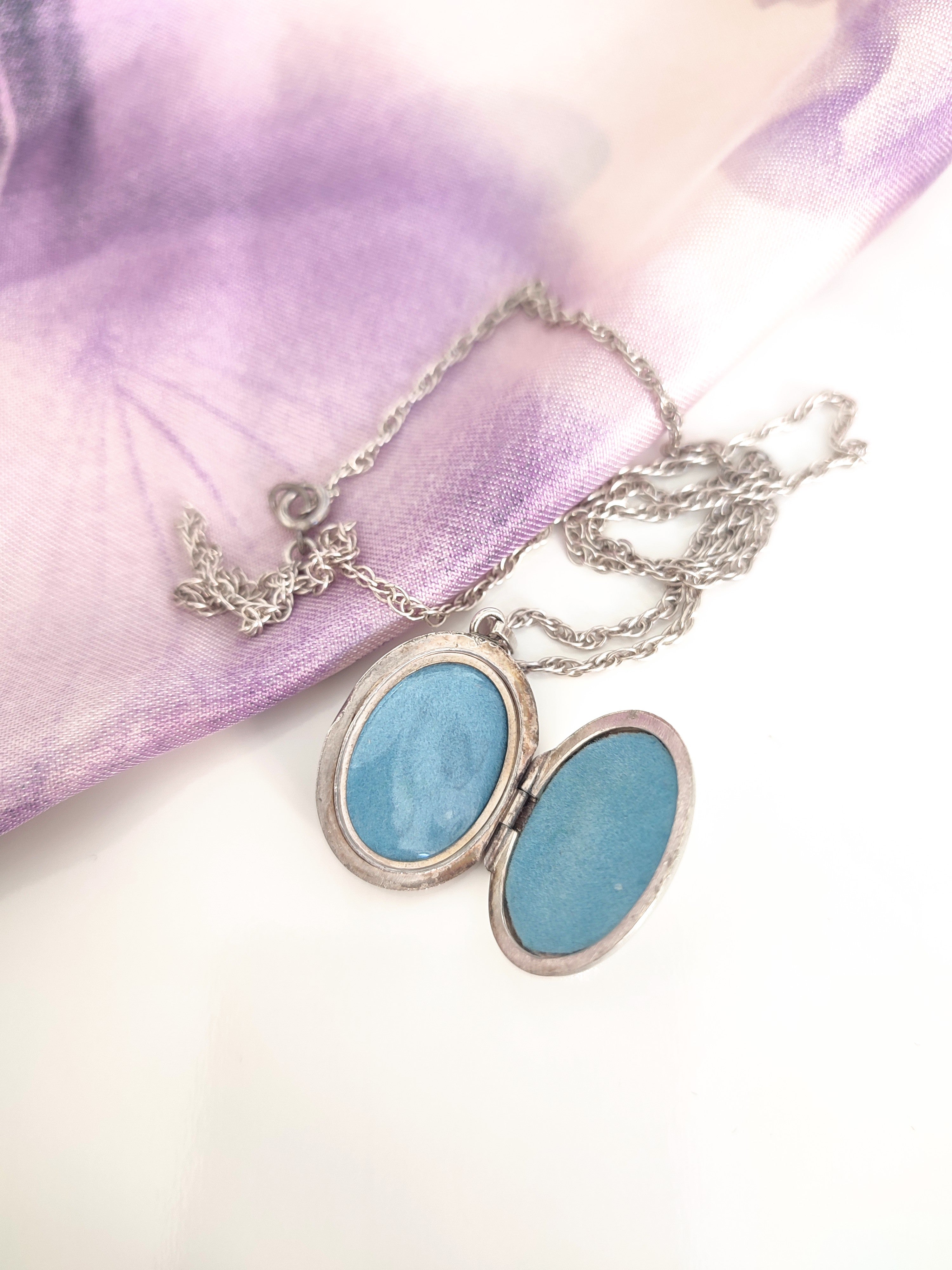 Vintage silver photo locket on silver chain