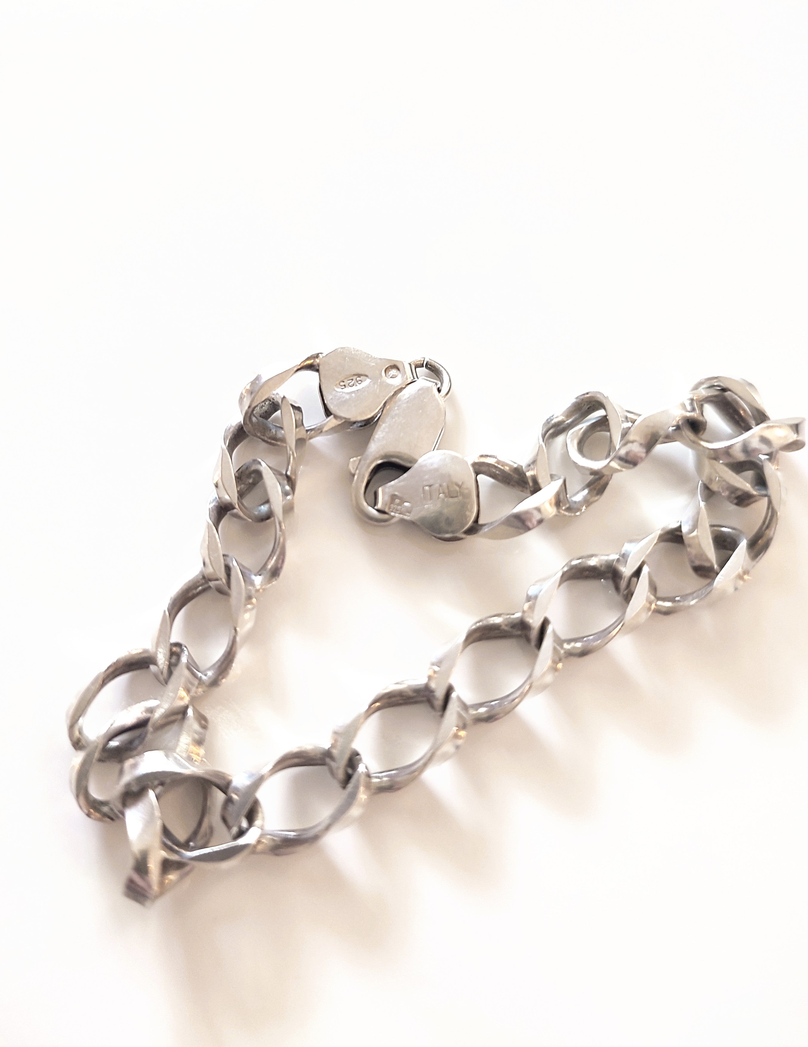 Sterling silver cable bracelet 19 cm Italy Figaro Style