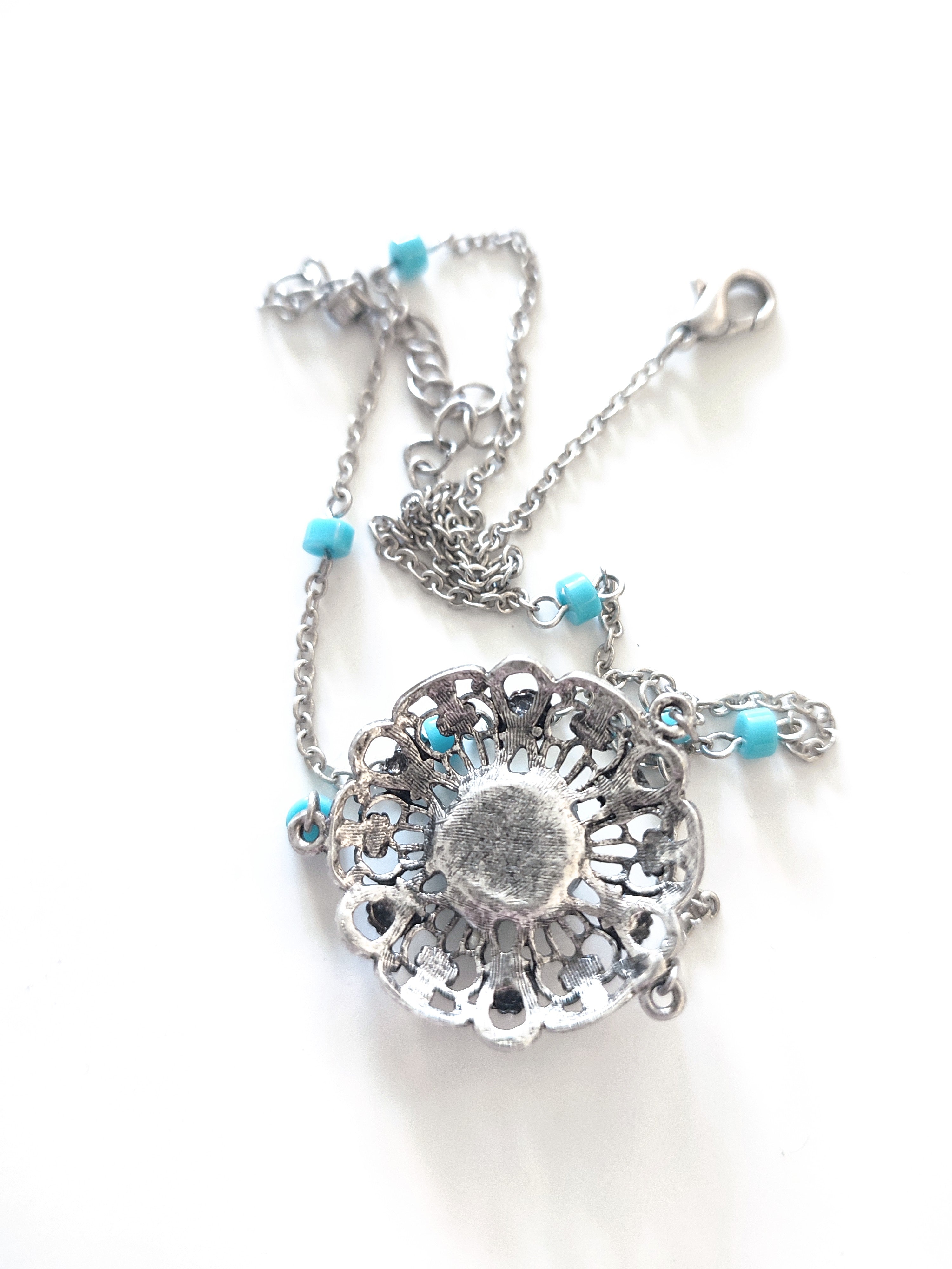 Boho Filigree Necklace with Turquoise Accents