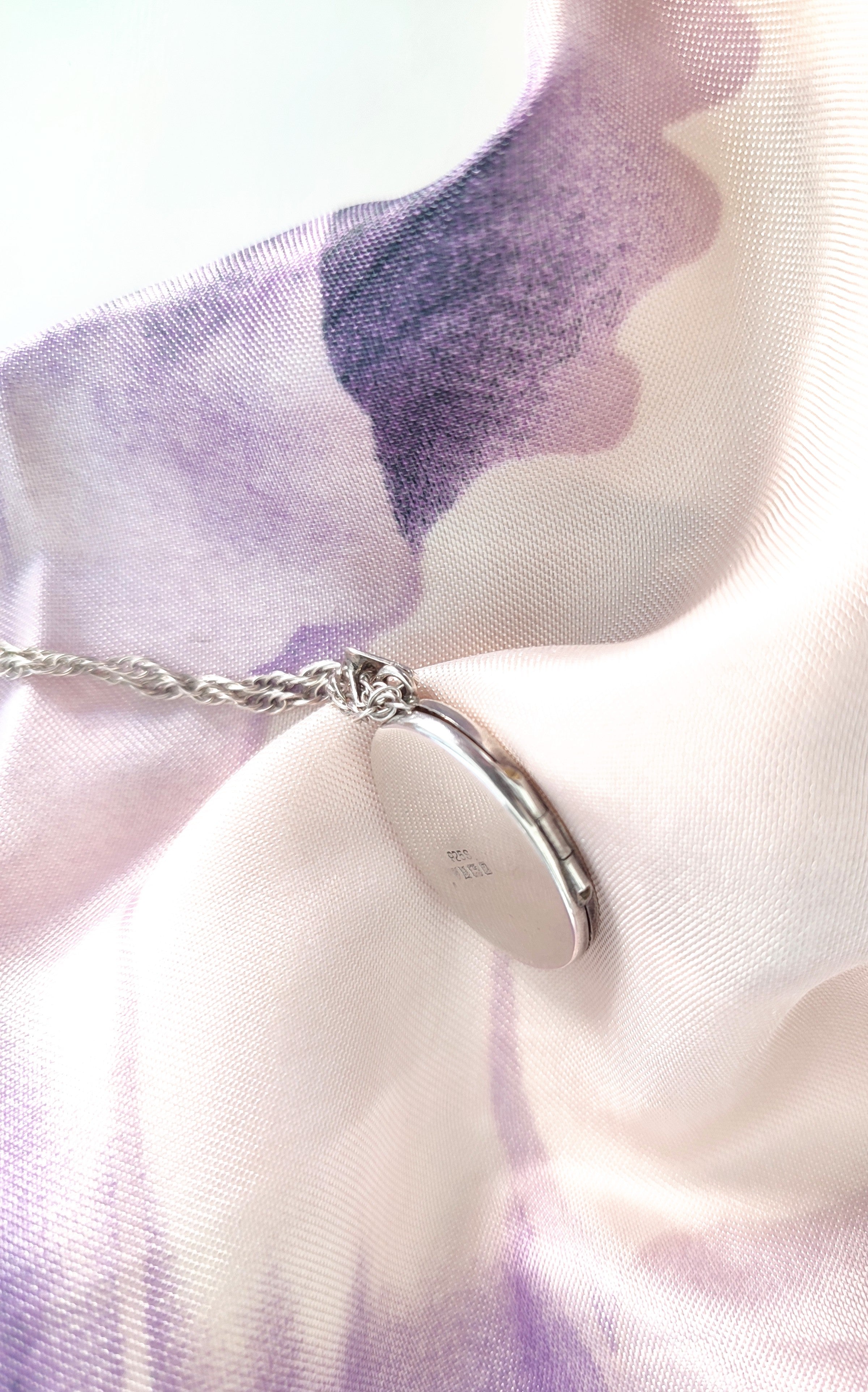 Vintage silver photo locket on silver chain
