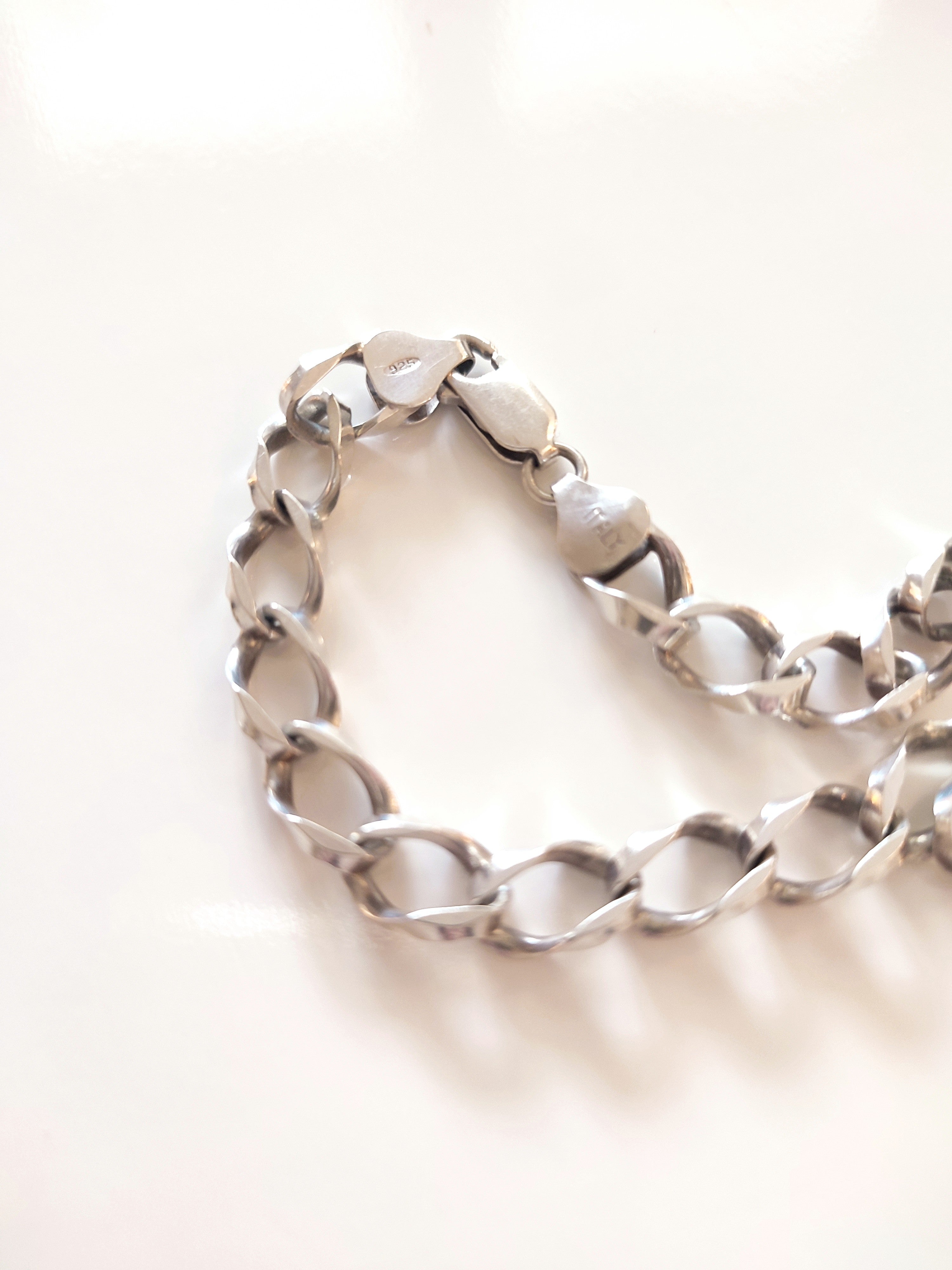 Sterling silver cable bracelet 19 cm Italy Figaro Style