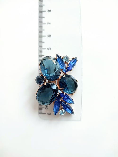 Blue rhinestone vintage brooch