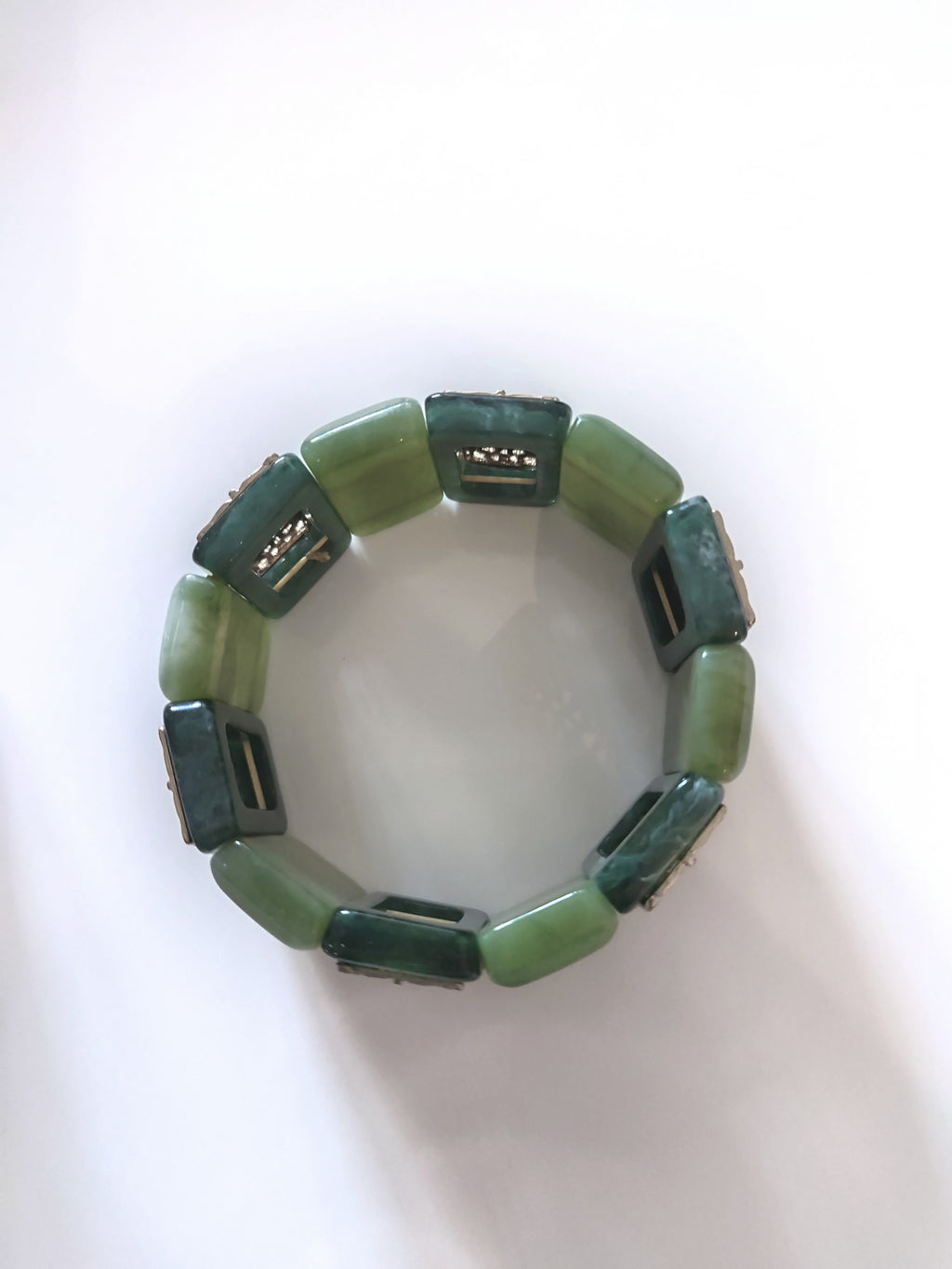 Vintage 1960 bracelet Faux Jade & Gold Filigree