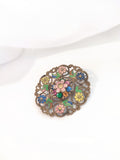 Vintage 1930s Czech Brass Filigree Flower Brooch