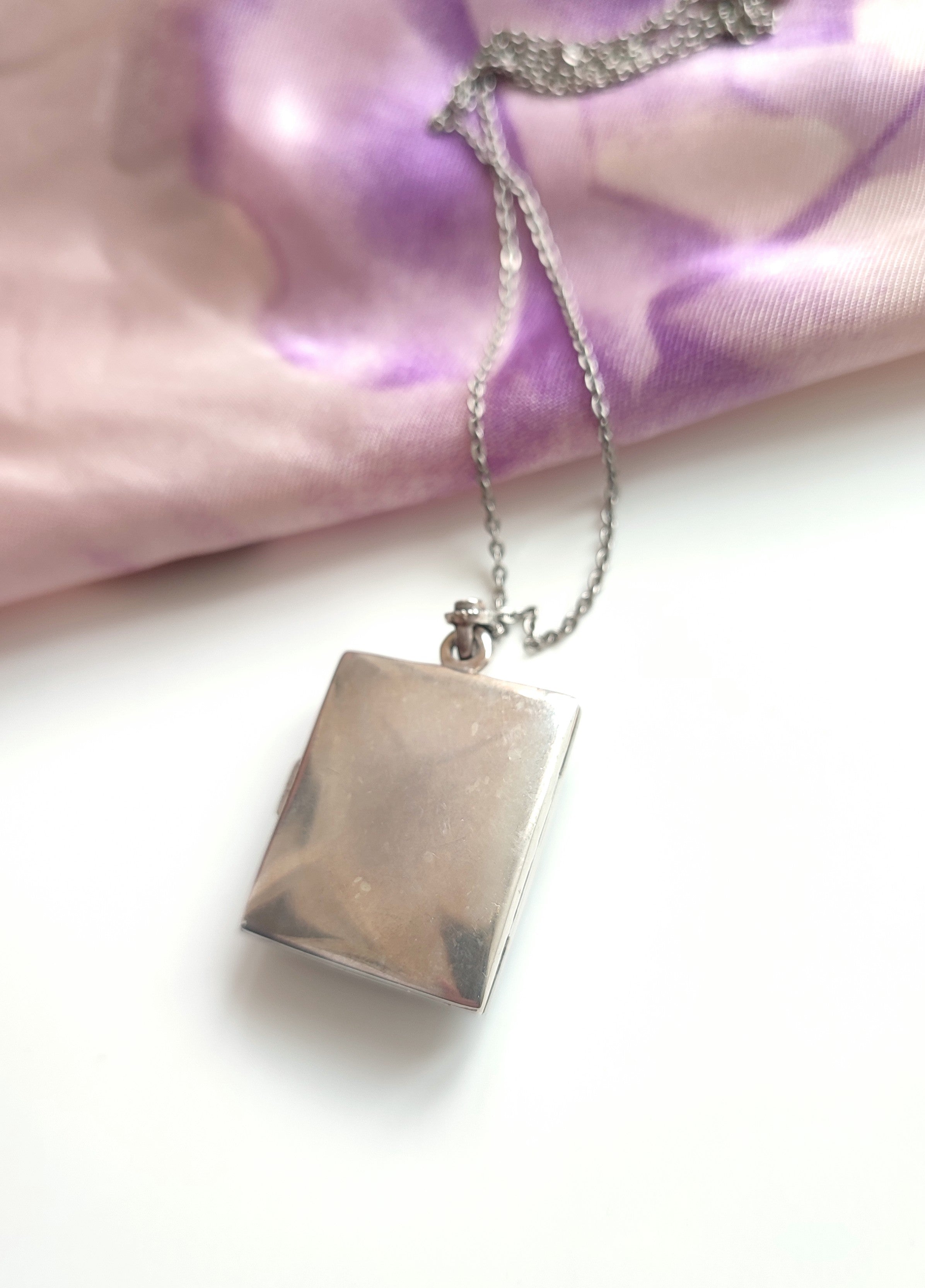 Vintage silver photo locket with Amethyst stone