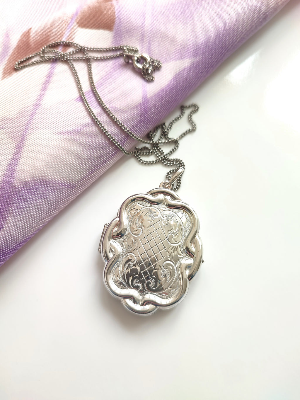 Scalloped Vintage silver Locket Germany