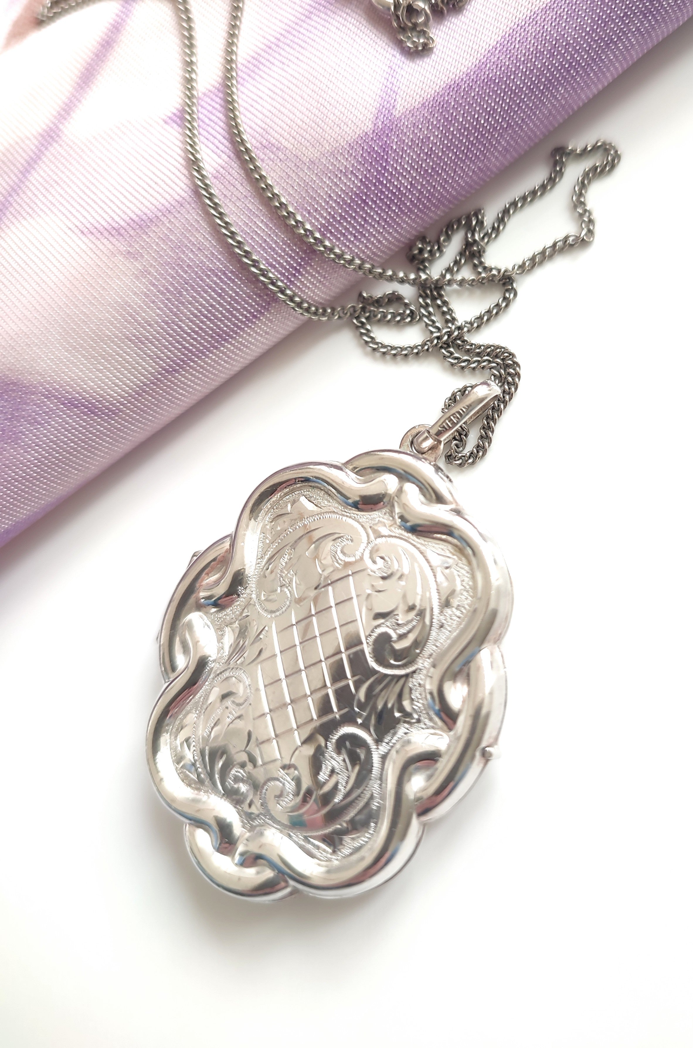 Scalloped Vintage silver Locket Germany