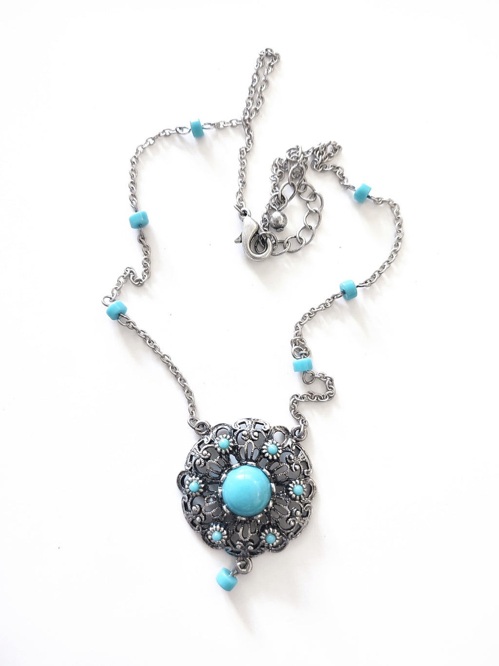 Boho filigree turquoise necklace Navajo style