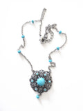 Boho filigree turquoise necklace Navajo style