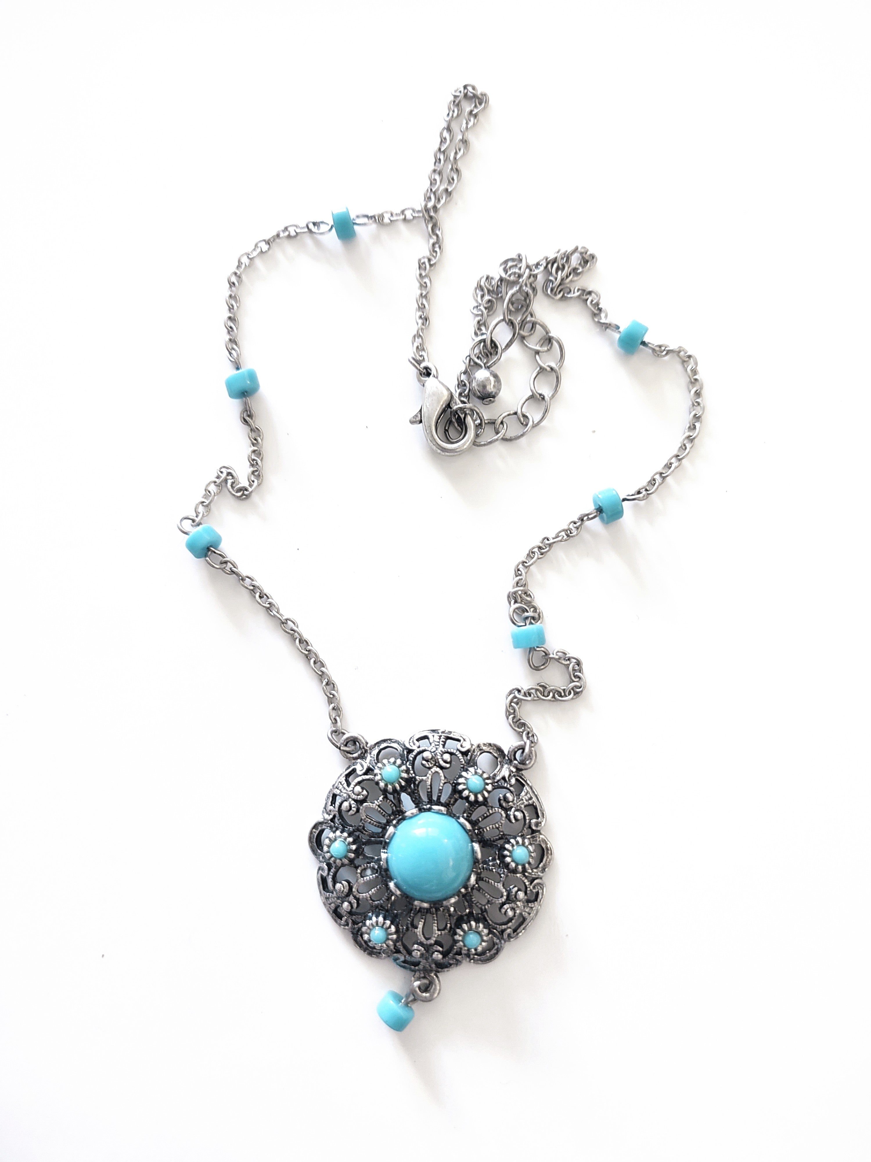 Boho filigree turquoise necklace Navajo style