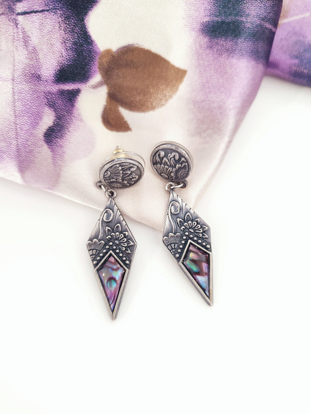 Duri pewter and abalone earrings