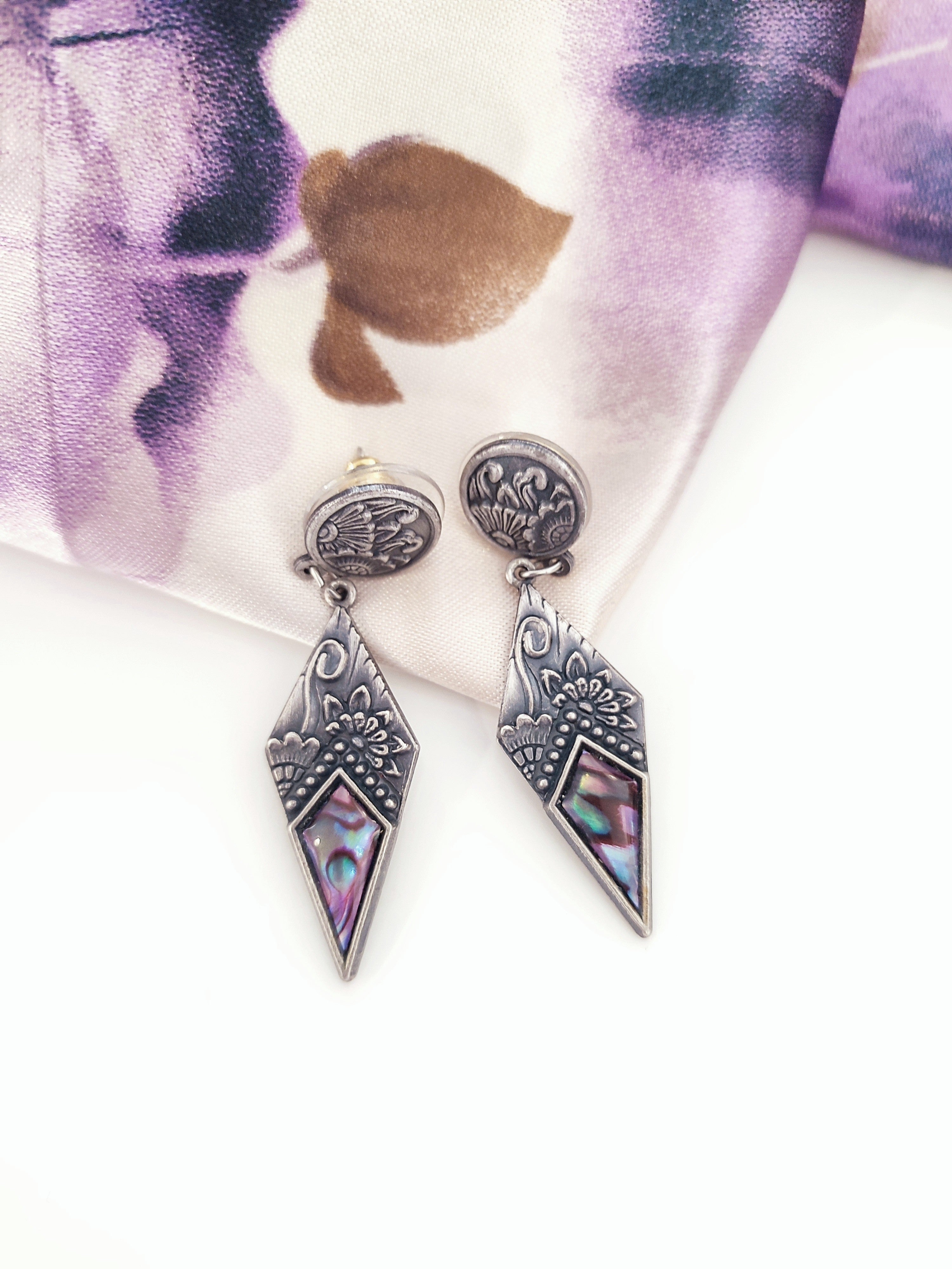 Duri pewter and abalone earrings