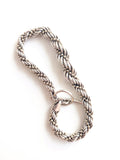 Silver twisted rope bracelet with open clasp