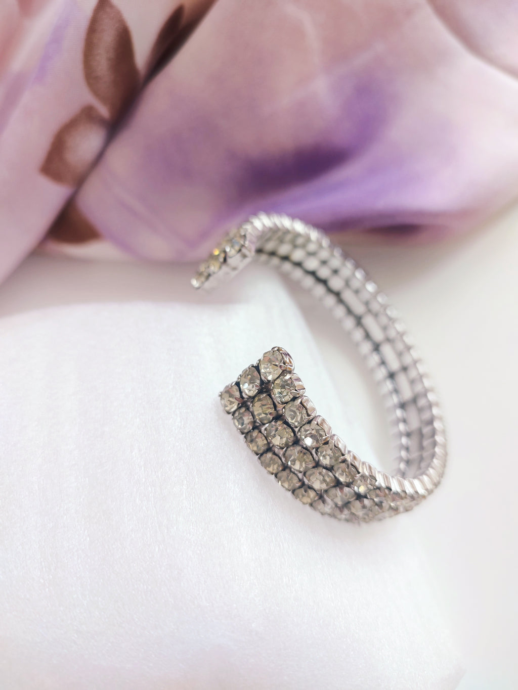 Vintage crystal cuff bracelet - sparkly rhinestone bracelet 1970