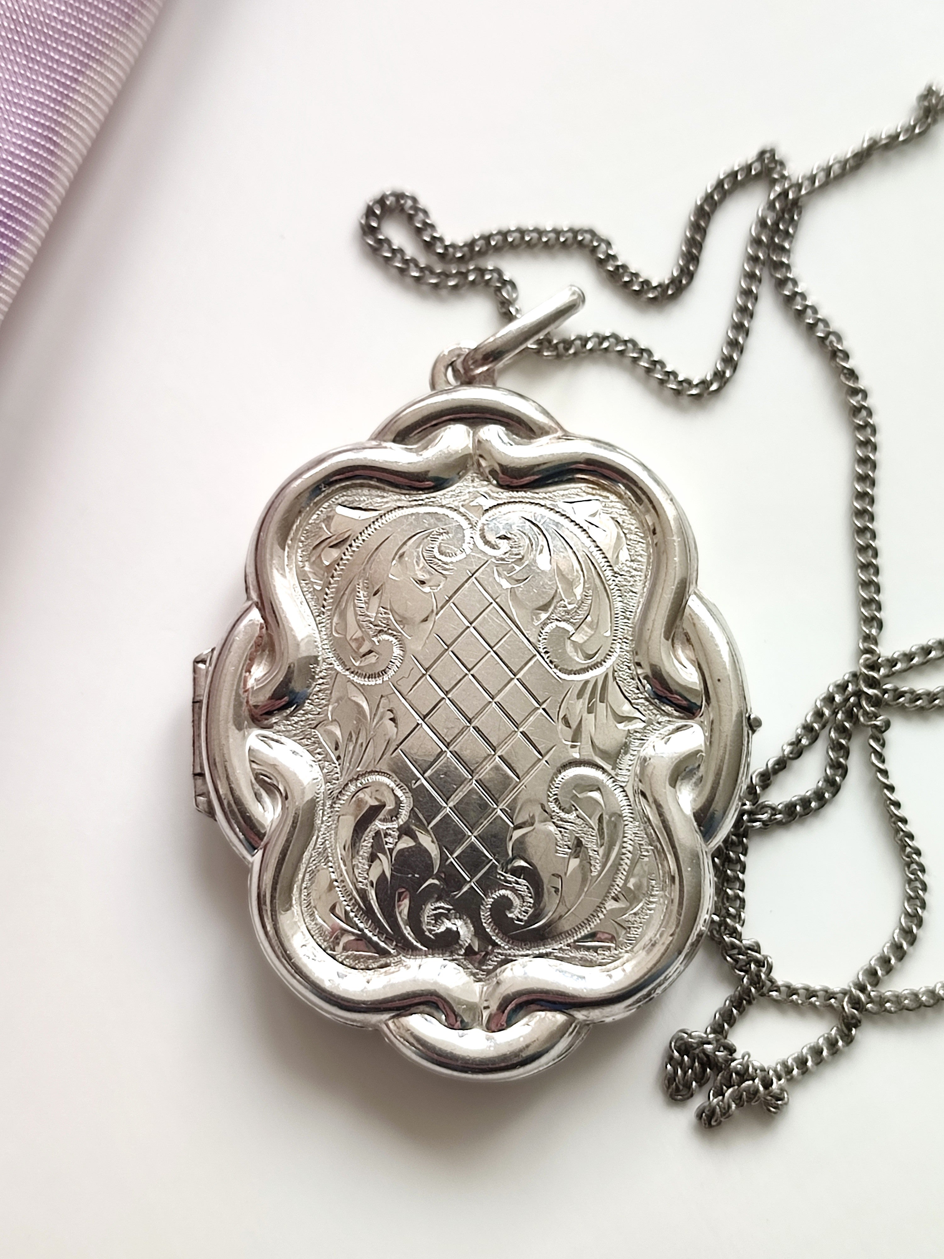 Scalloped Vintage silver Locket Germany