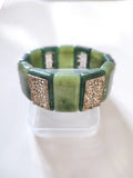 Vintage 1960 bracelet Faux Jade & Gold Filigree