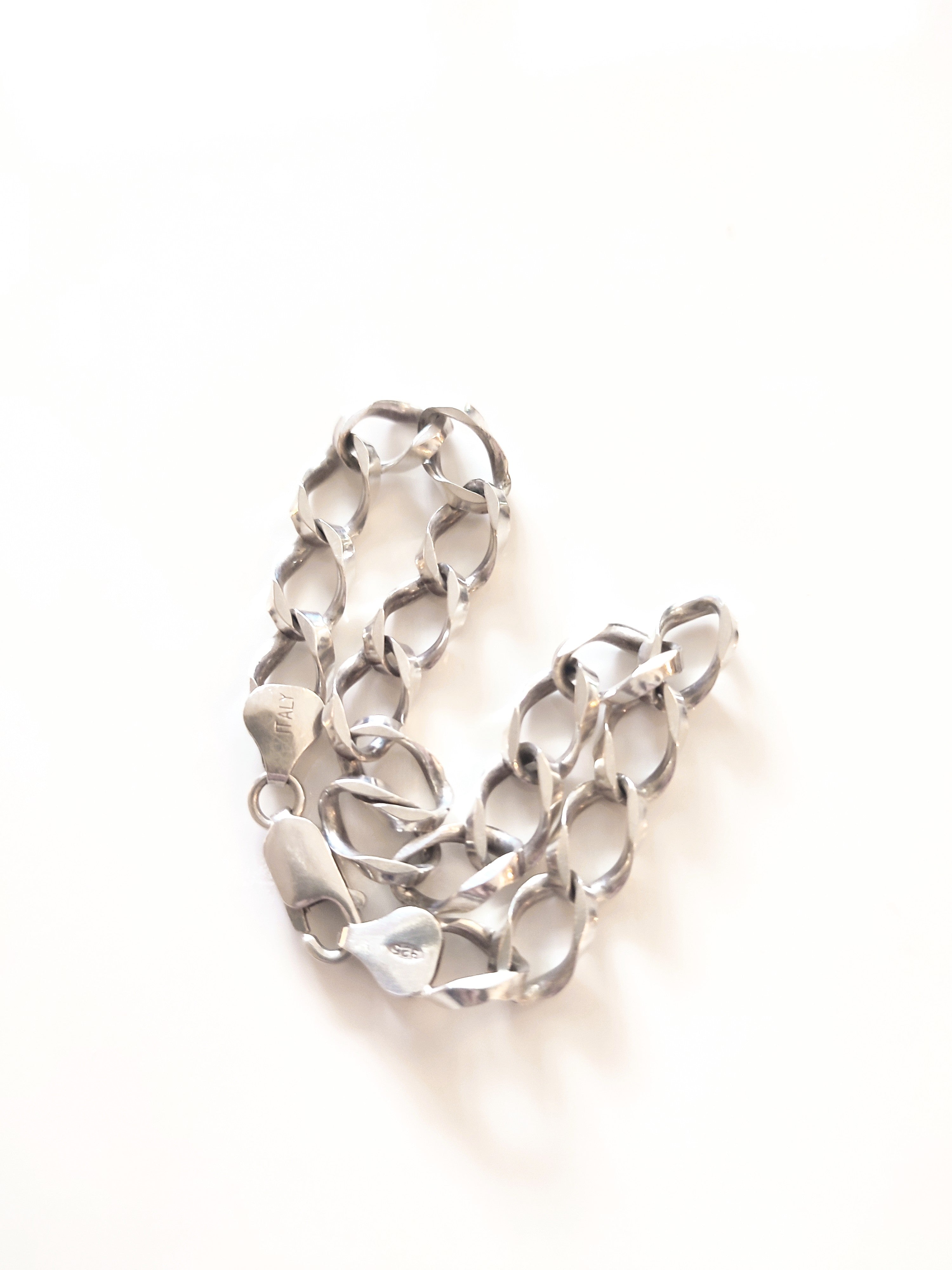 Sterling silver cable bracelet 19 cm Italy Figaro Style