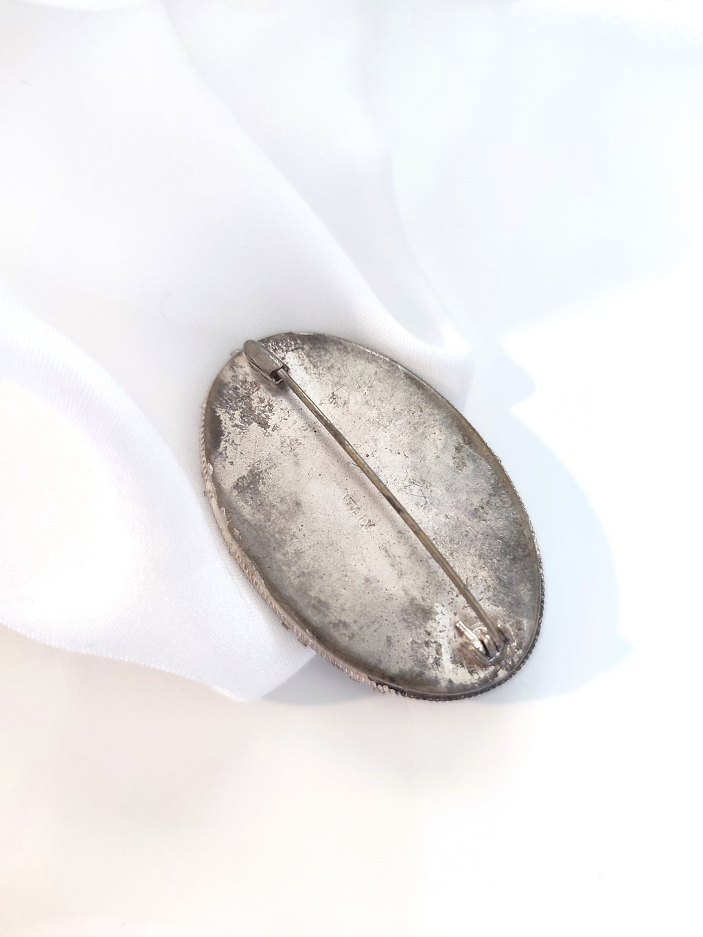 Large micro mosaic vintage brooch