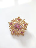 Vintage Hollywood Pink Rhinestone Sunburst Brooch