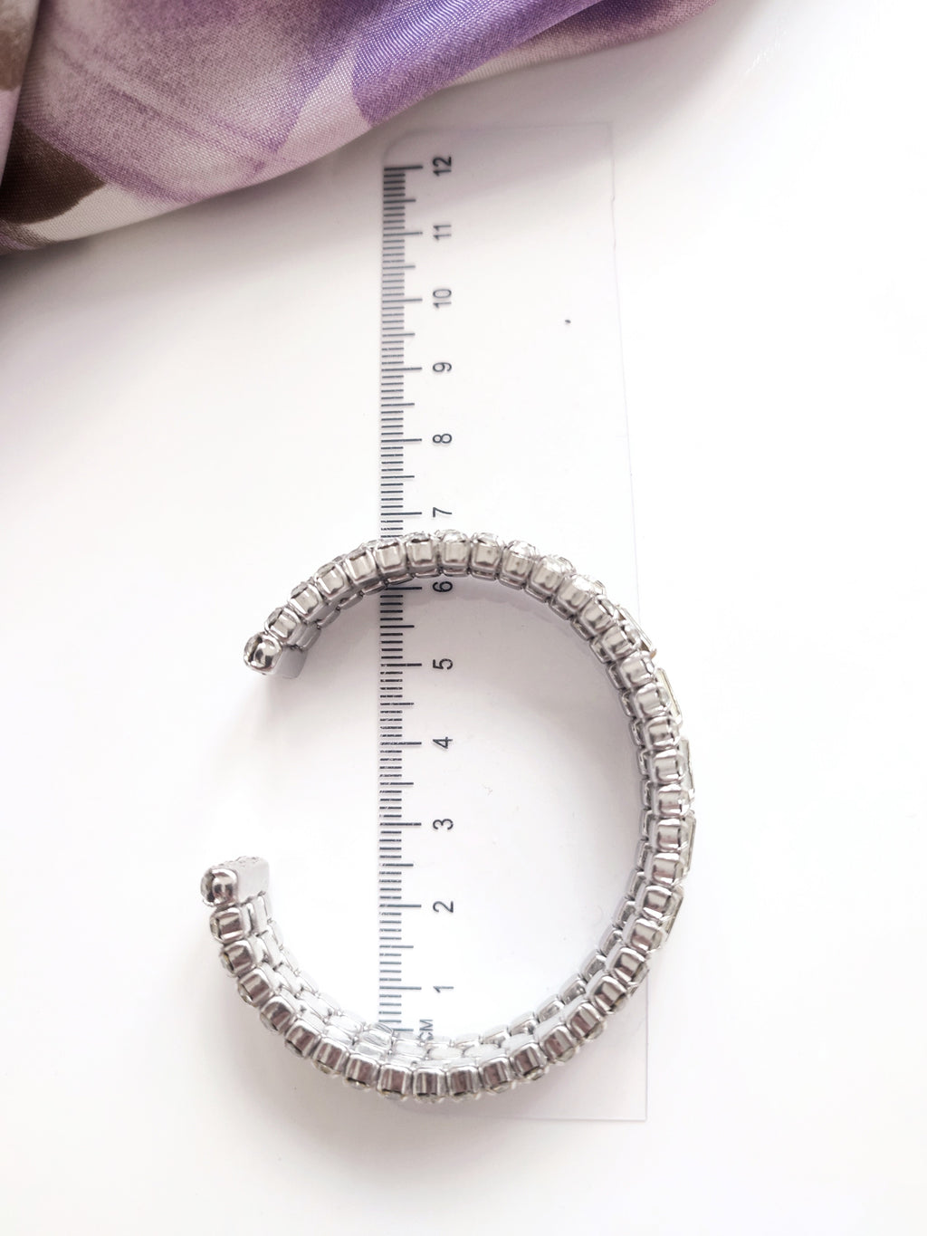 Vintage crystal cuff bracelet - sparkly rhinestone bracelet 1970