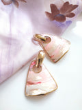 Pink and gold mother of pearl vintage earrings