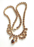 Vintage 1950s Smoky Topaz Rhinestone Necklace
