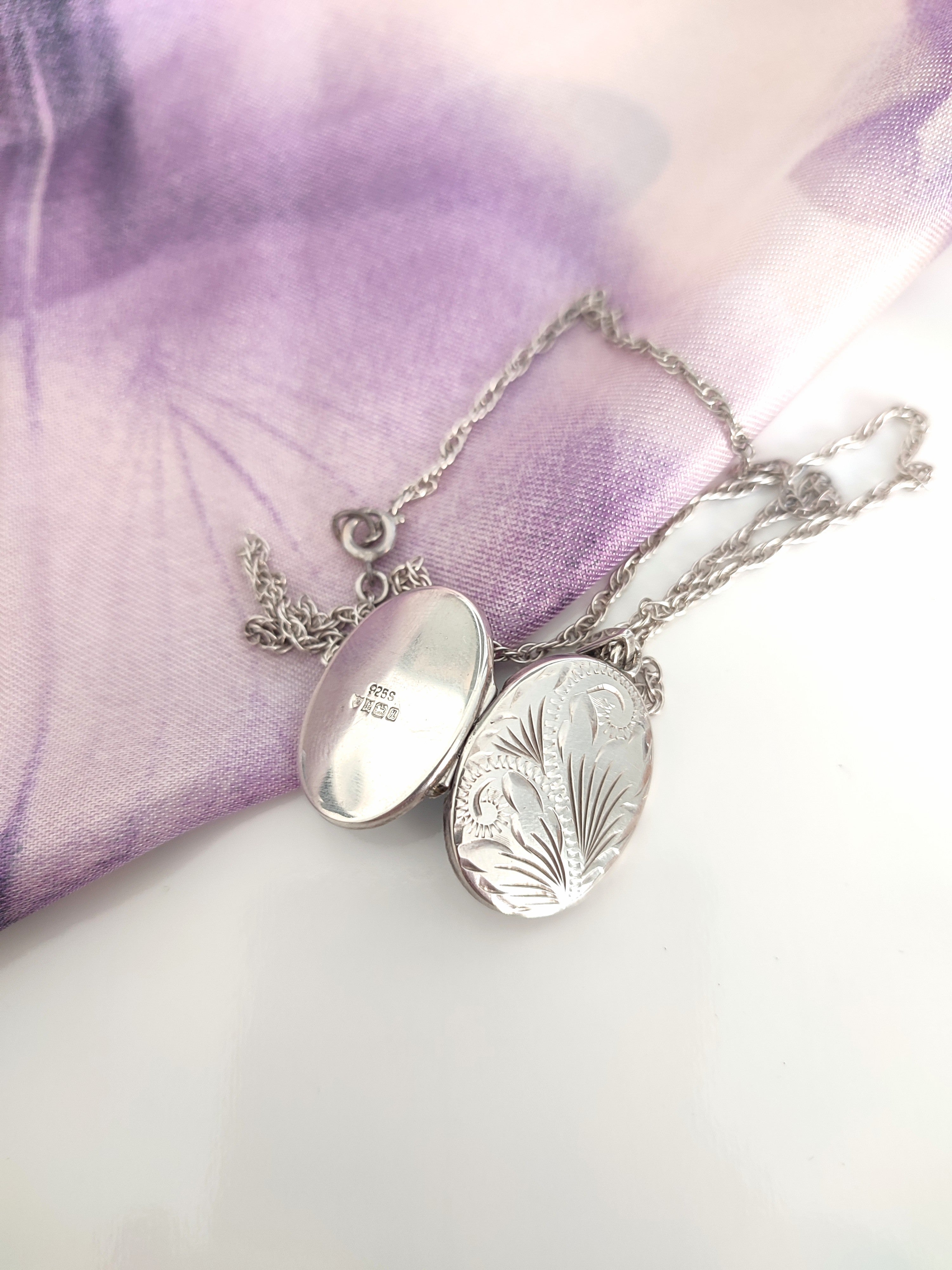 Vintage silver photo locket on silver chain