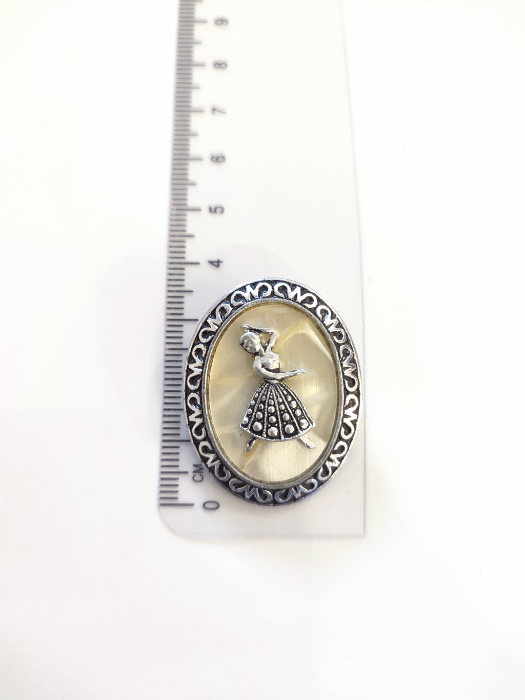 Ballerina vintage scarf clip 1960 faux mother of pearl